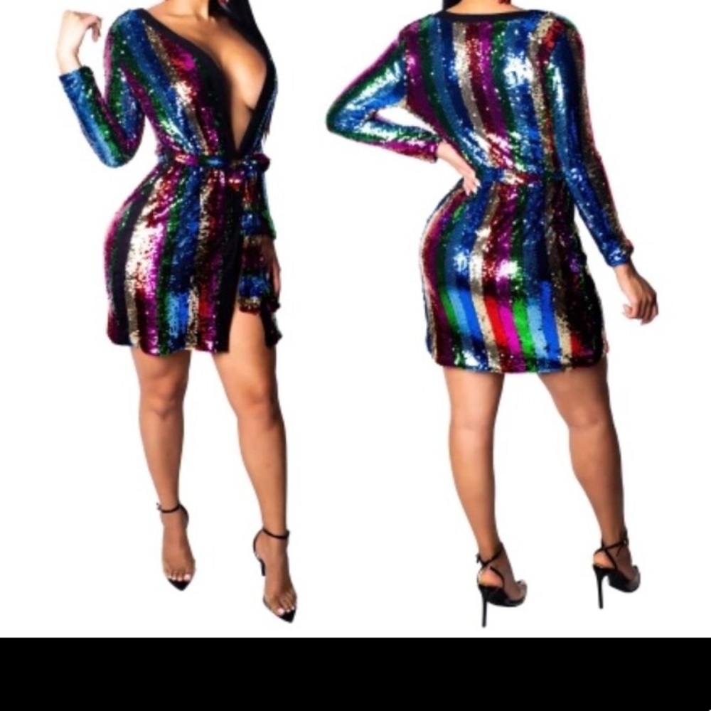 Girlz Night Out Wrap Sequins Dress